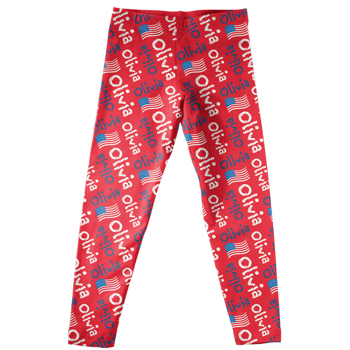 Usa Flag And Name Print Leggings - Wimziy&Co.