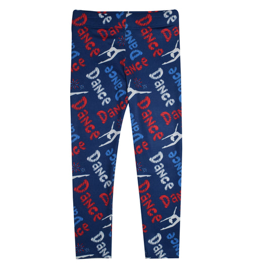 Dance Text Navy Leggings