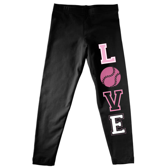 Love Baseball Black Leggings