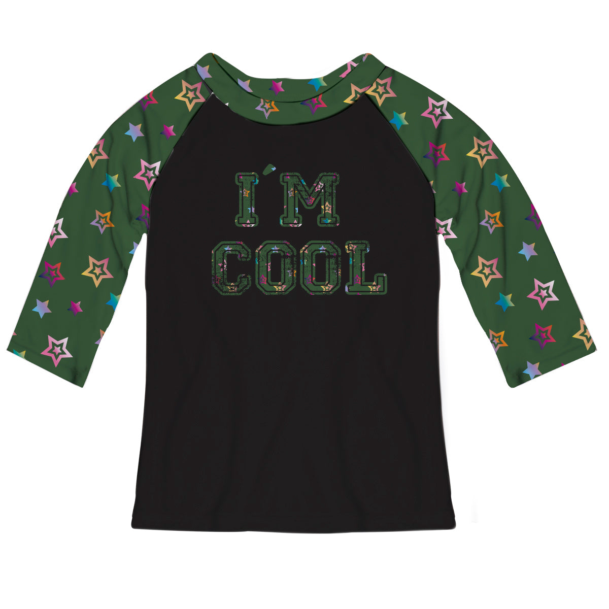 I'm Cool Black and Green Raglan Tee