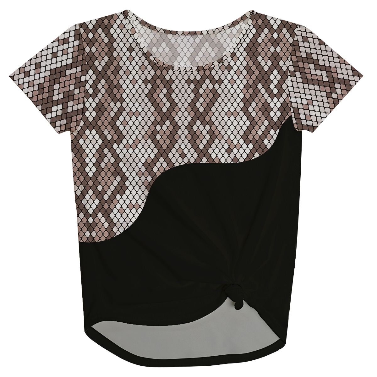 Snakeskin Short Sleeve Knot Top