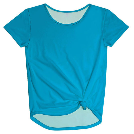 Aqua Short Sleeve Knot Top