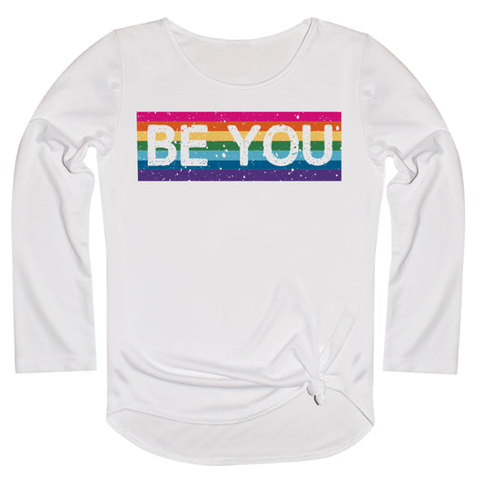 Be You White Long Sleeve Knot Top