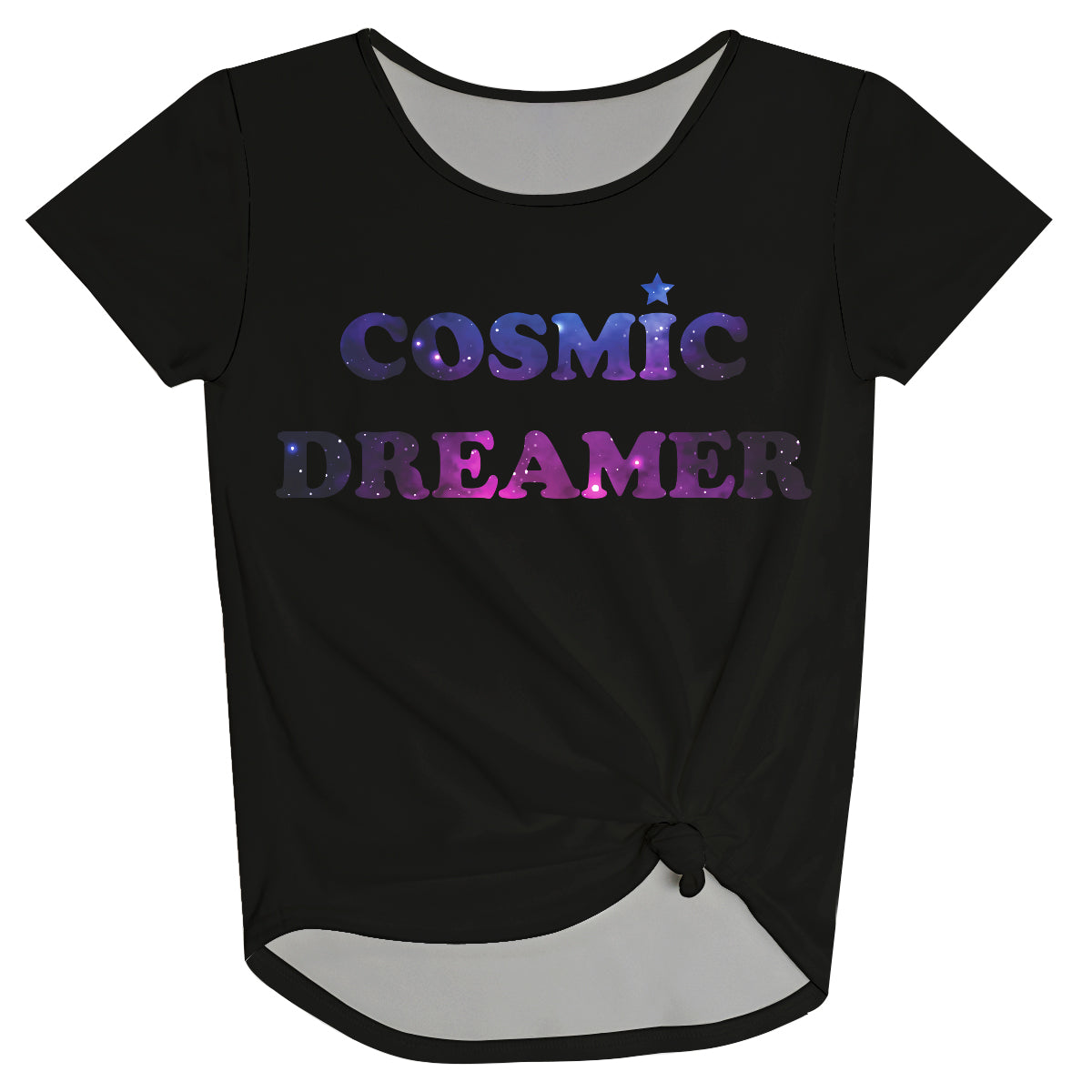 Neon Cosmic Dreamer Black Knot Top