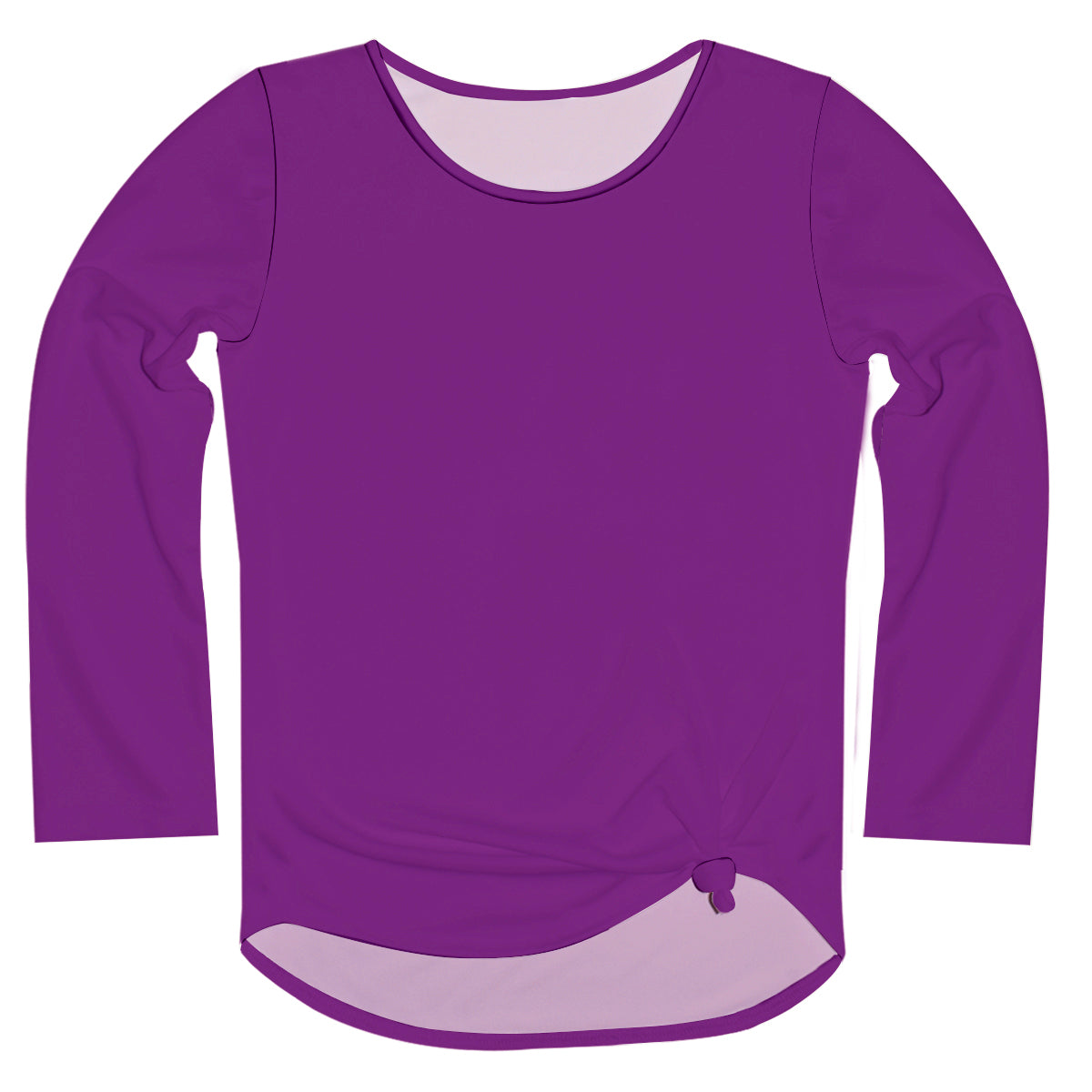 Purple Solid Long Sleeve Knot Top