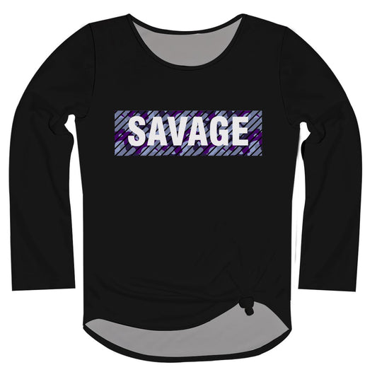 Purple Savage Long Sleeve Knot Top