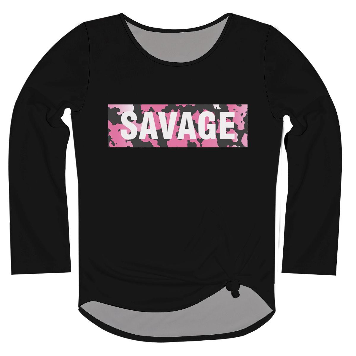 Green Savage Long Sleeve Knot Top
