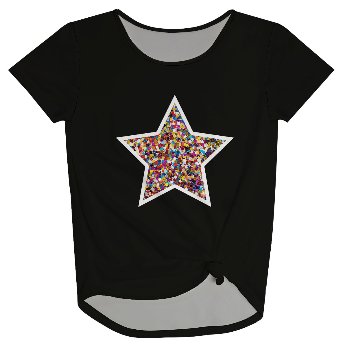 Speckled Star Black Short Sleeve Knot Top
