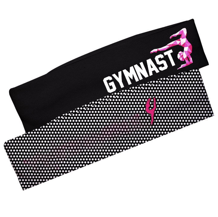 Gymnast Name Black and Polka Dots Headband Set - Wimziy&Co.