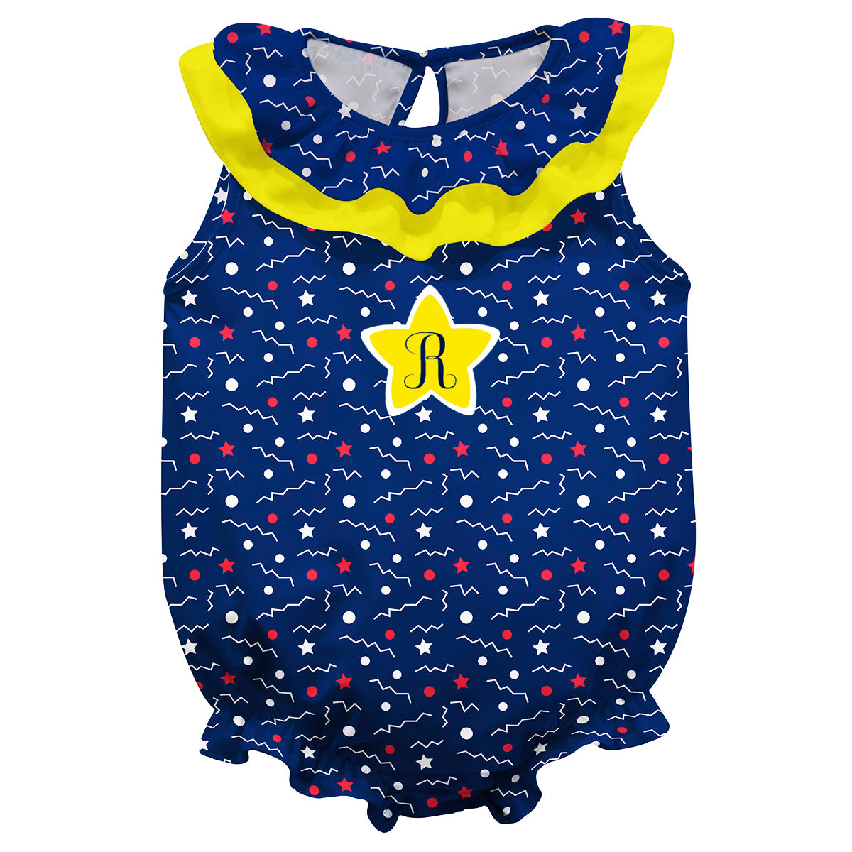 Electric Print Navy PP Girls Sleeveless Onesie