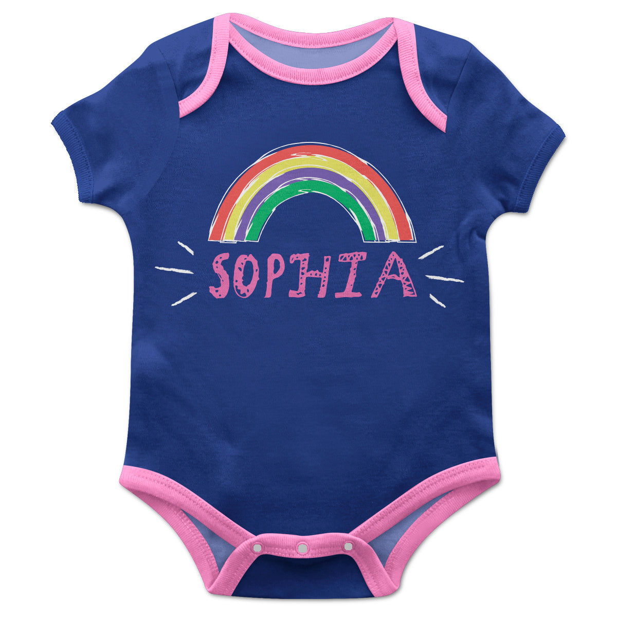 Rainbow Name Blue And Pink Onesie