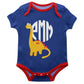 Dinosaur Monogram Blue Short Sleeve Onesie
