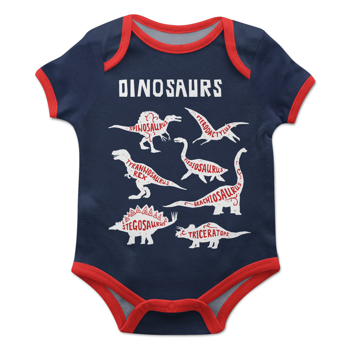 Dinosaurs Navy Short Sleeve Onesie