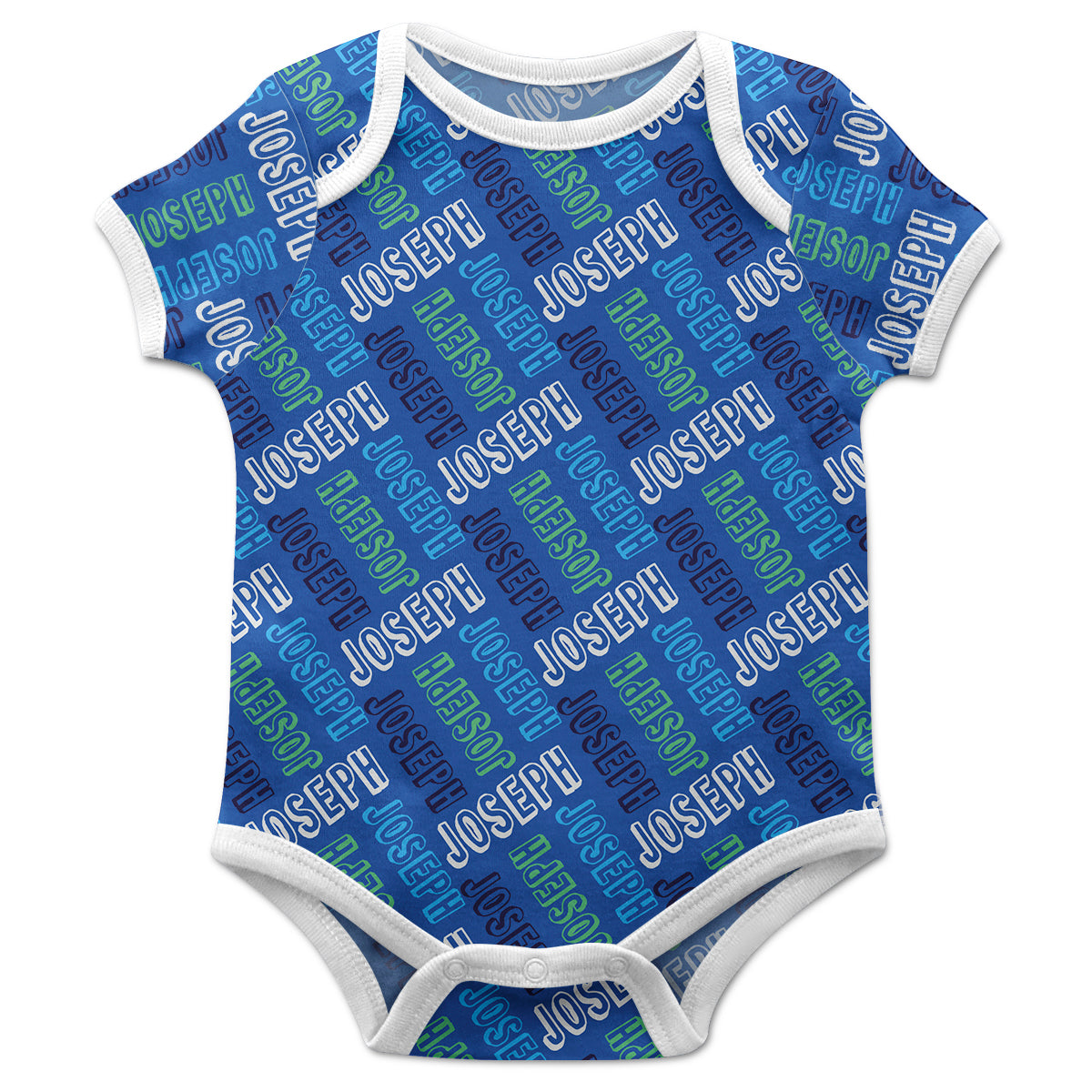 Name Print Royal Short Sleeve Onesie