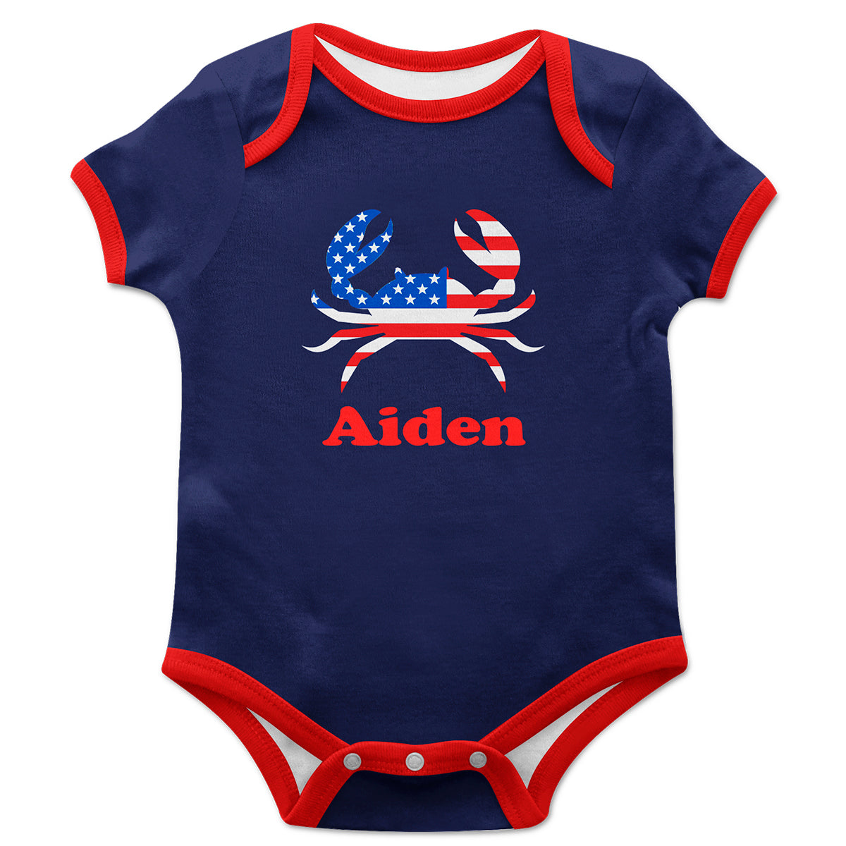 Crab Navy Boys Onesie Short Sleeve