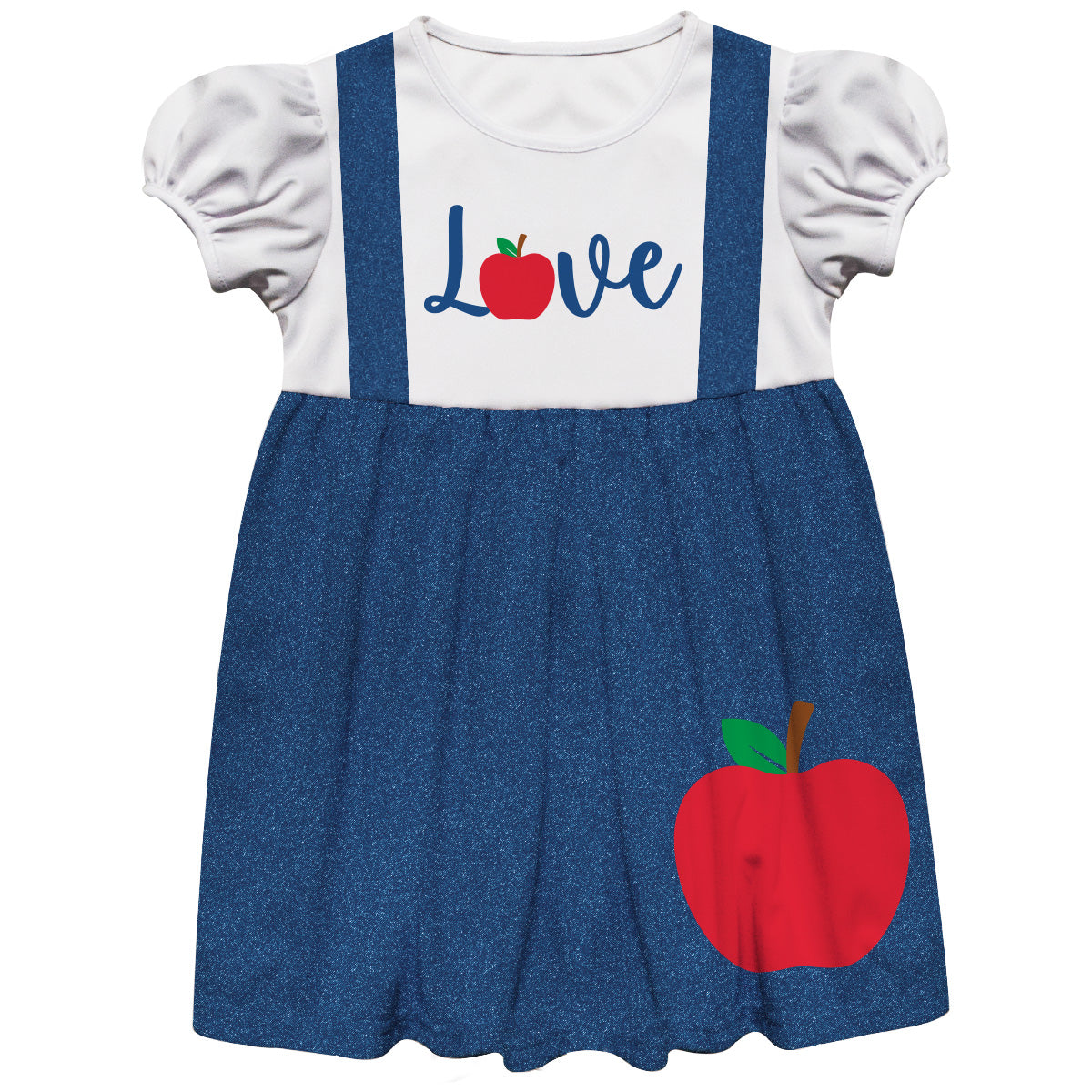 Back To School  White and Blue Denim Short Sleeve Epic Dress
