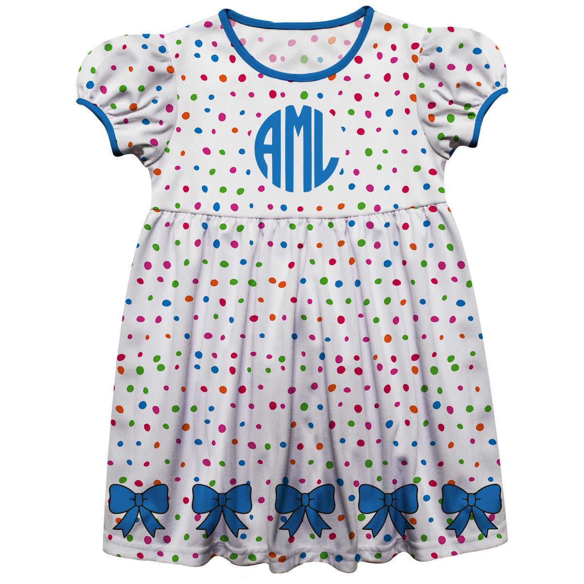 Bows Monogram Polka Dots White Short Sleeve Epic Dress