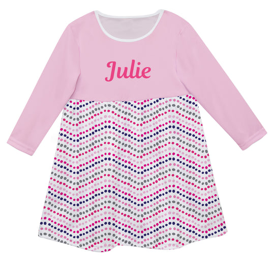 Chevron Dots Name Long Sleeve Epic Dress - Wimziy&Co.