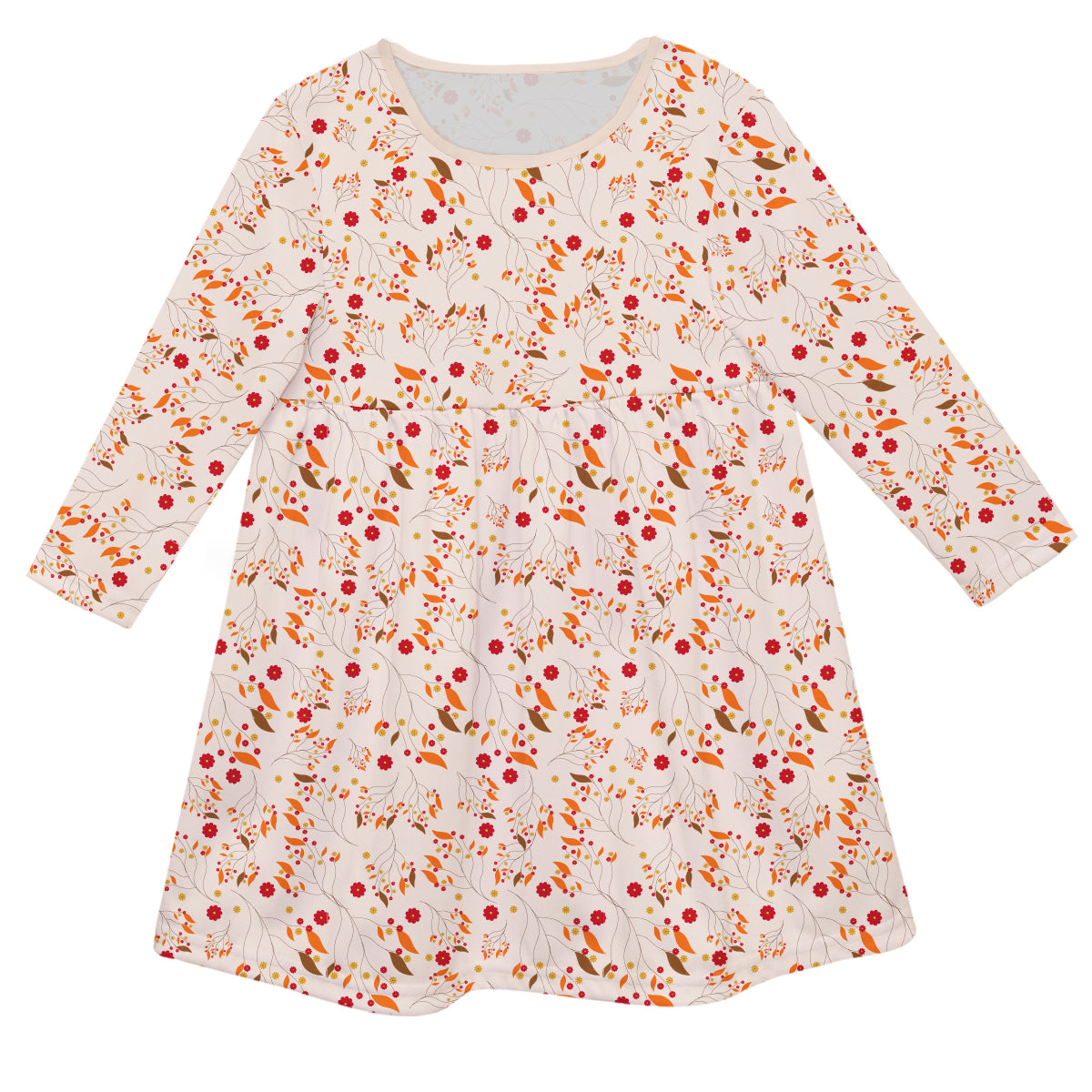 Fall Print Beige Long Sleeve Epic Dress