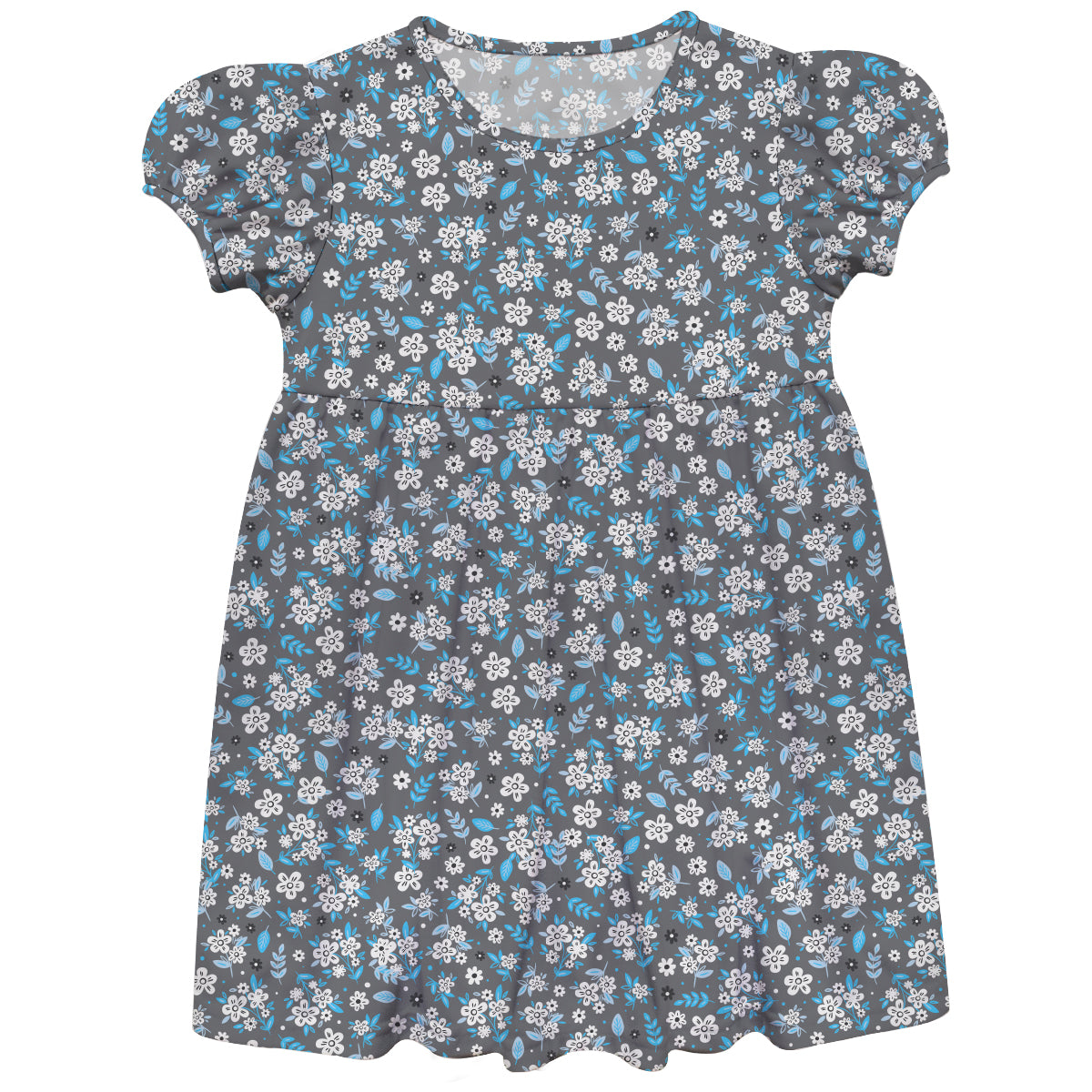 Flowers Print Gray Short Sleeve Epic Dress
