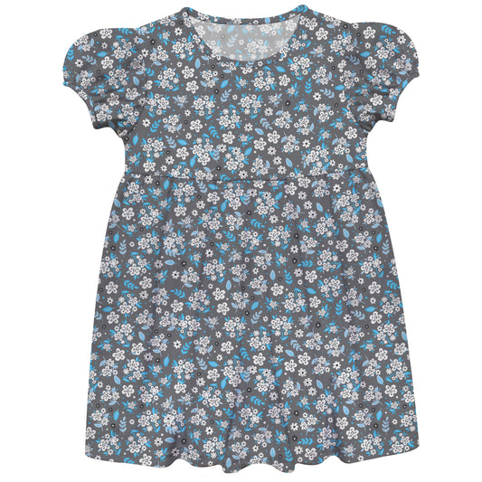 Flowers Print Gray Short Sleeve Epic Dress
