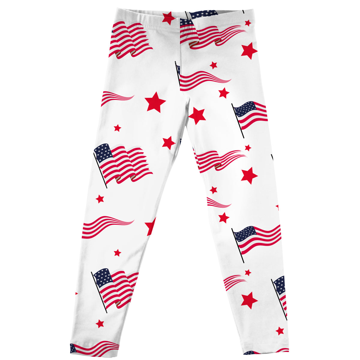 American Flag Print White Leggings