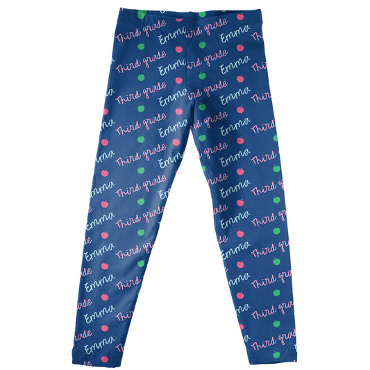 Apple Name Blue Leggings