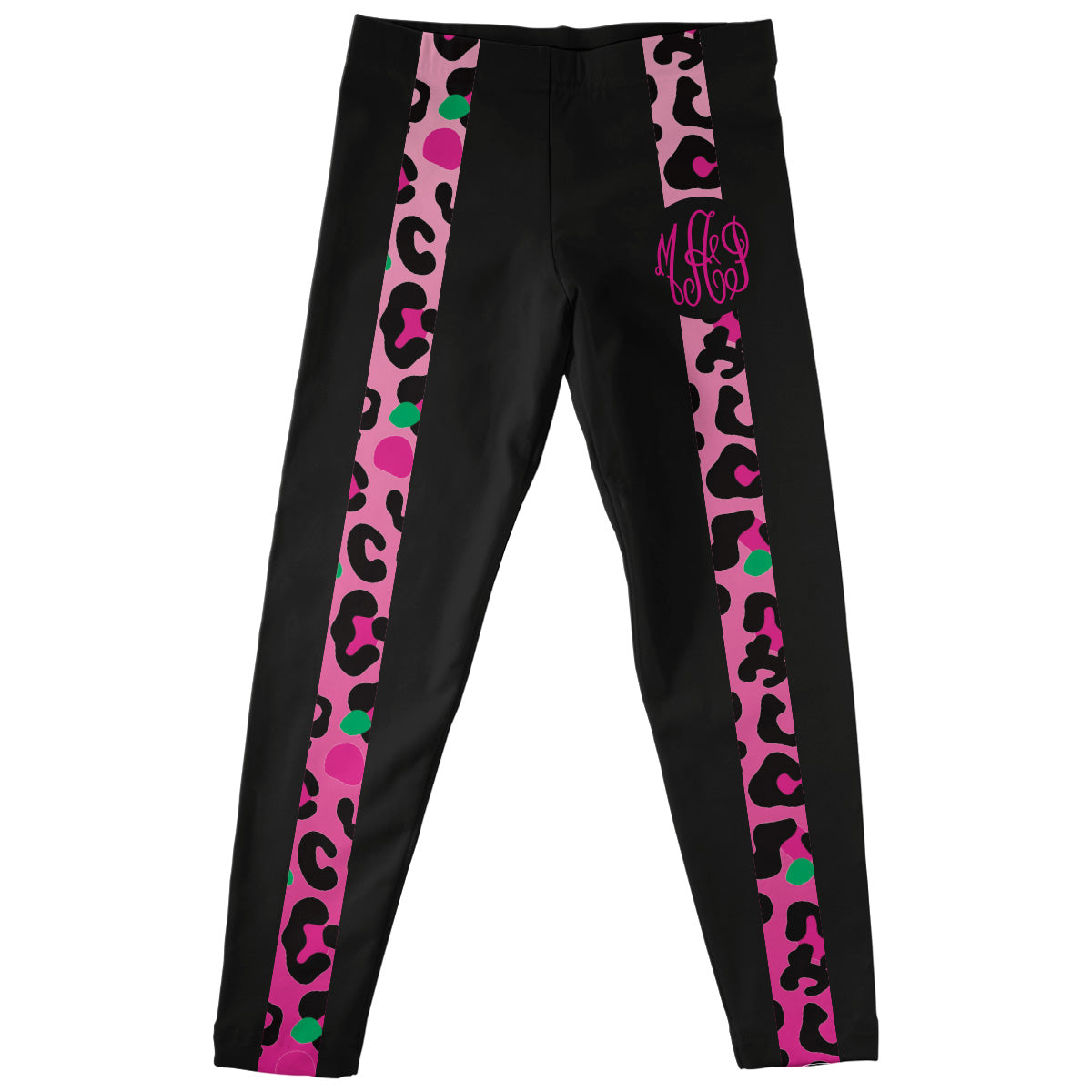 Animal Print Personalized Monogram Black Leggings