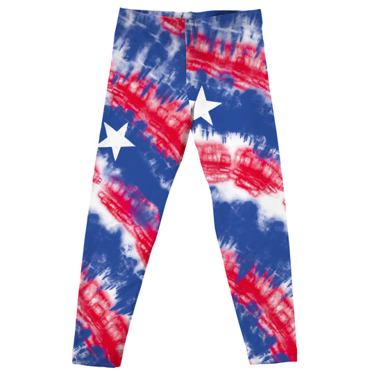 American Red and Blue Tie Dye Leggings