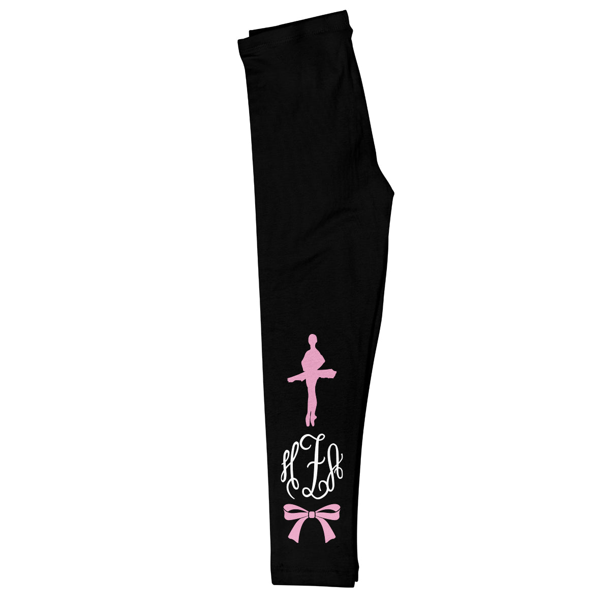 Ballerina Silhouette Personalized Monogram Black Leggings - Wimziy&Co.