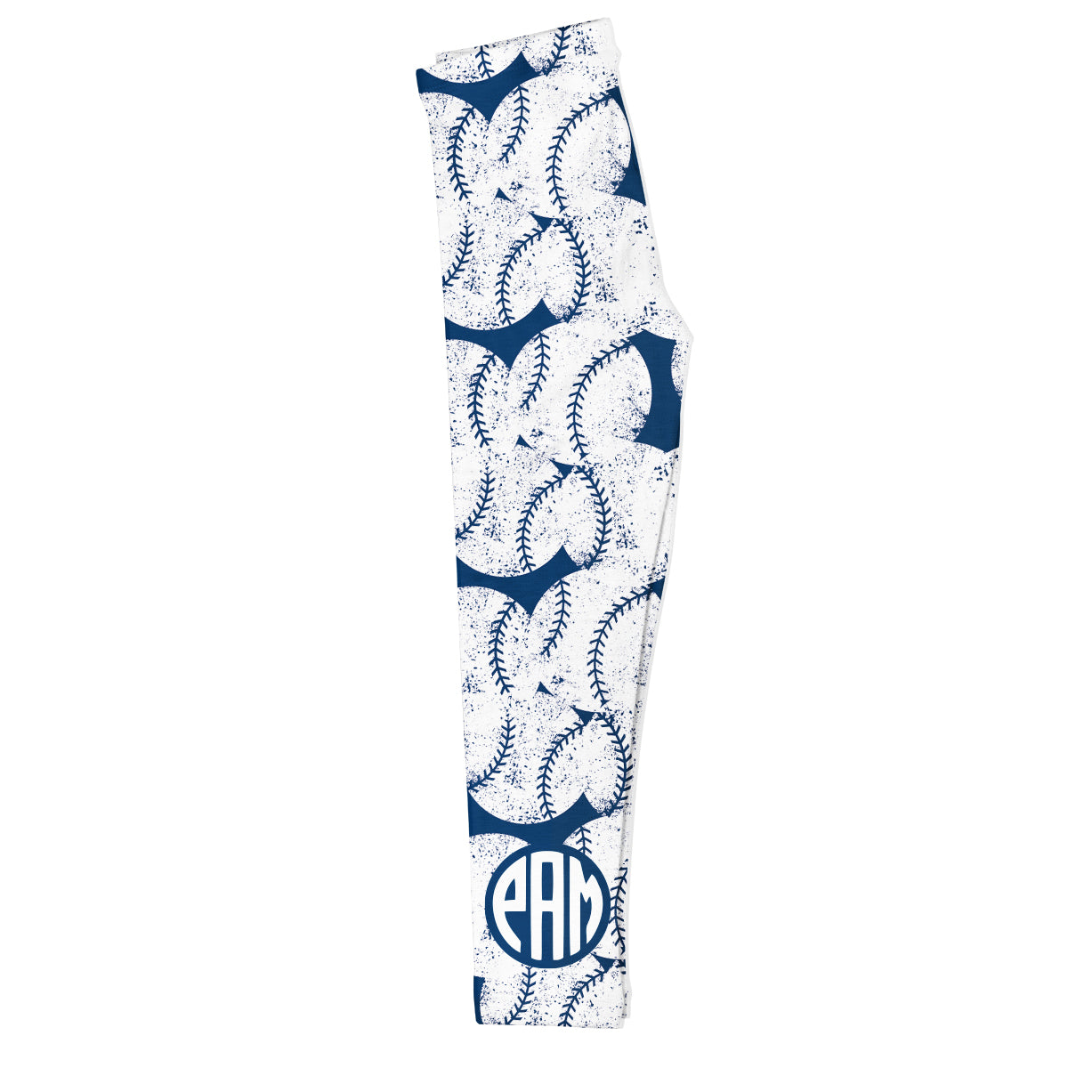 Baseball Personalized Monogram Navy and White Leggings