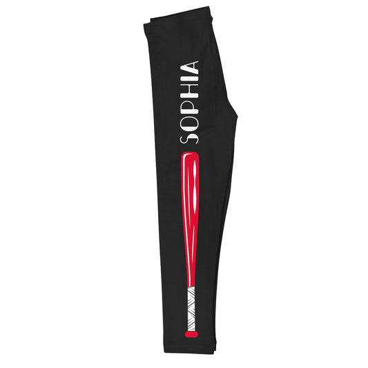 Baseball Bat Personalized Name Black Leggings