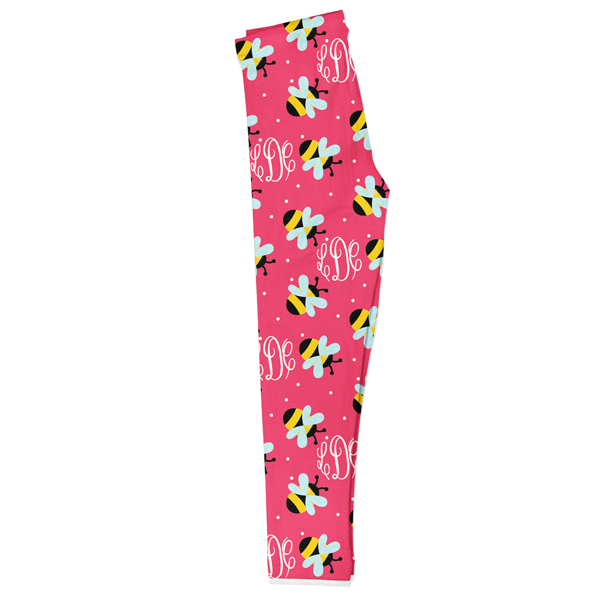 Bees And Monogram Print Pink Leggings
