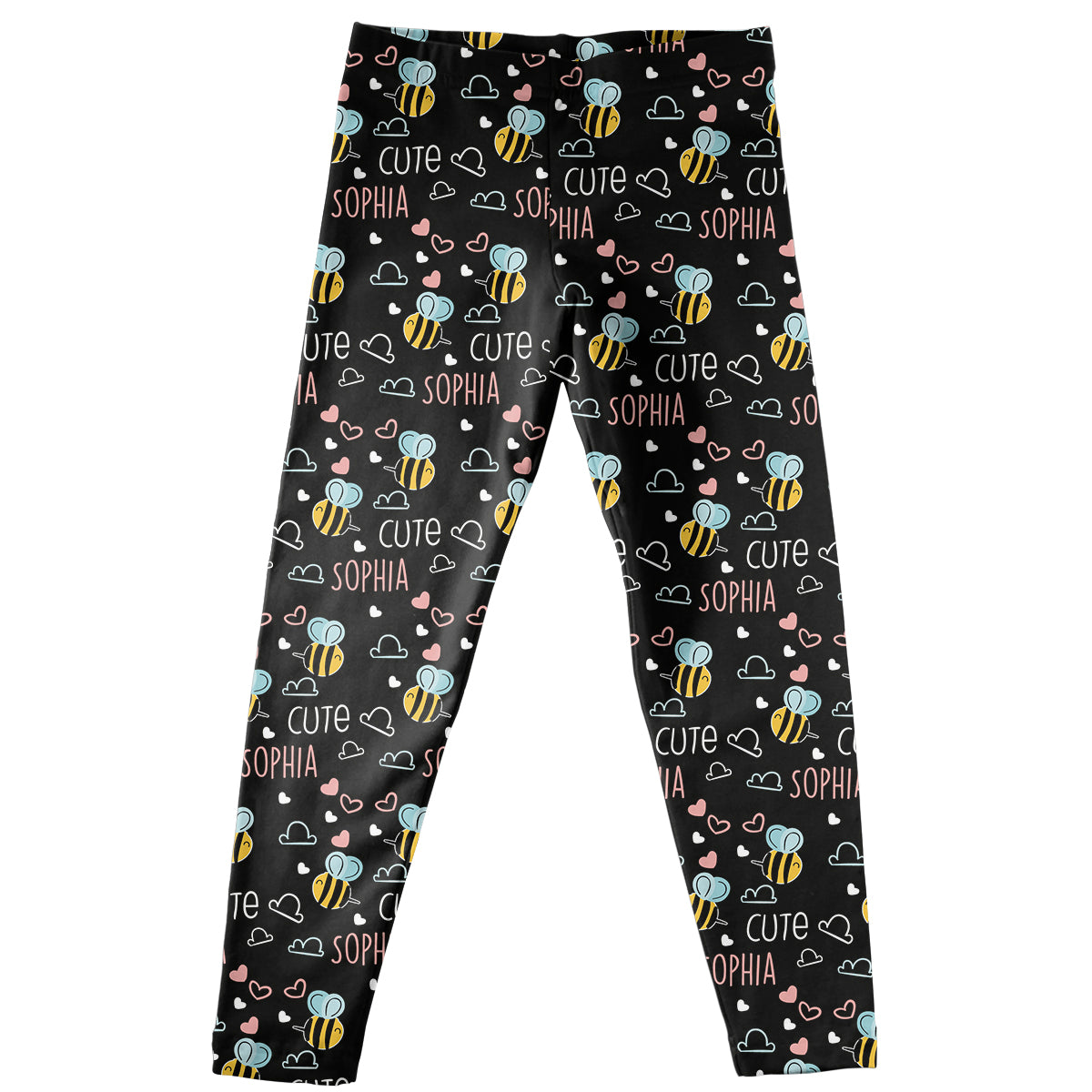 Bees And Name Print Black Leggings