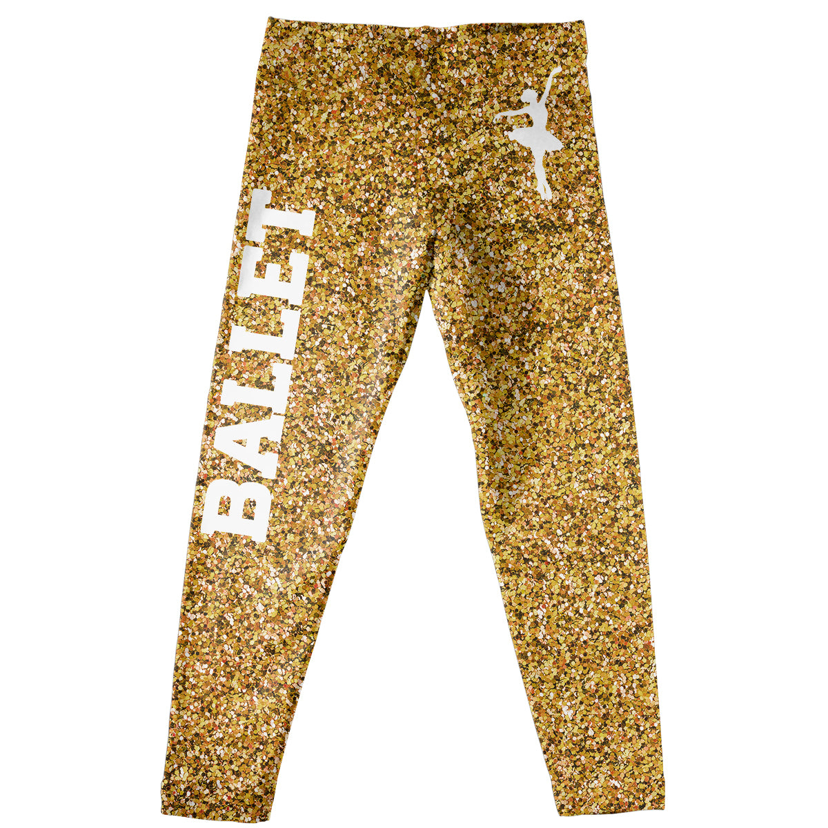 Ballet Silhouette Gold Glitter Leggings - Wimziy&Co.