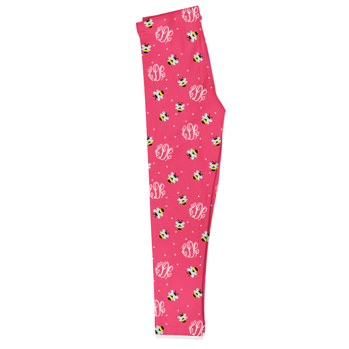 Bees Monogram Print Hot Pink Leggings