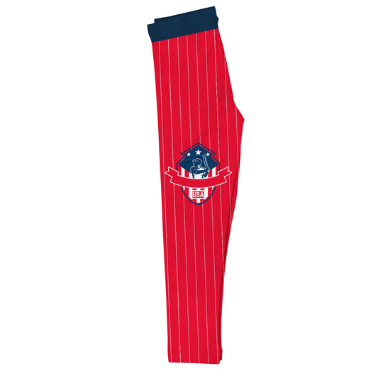 Baseball Red and Navy Leggings