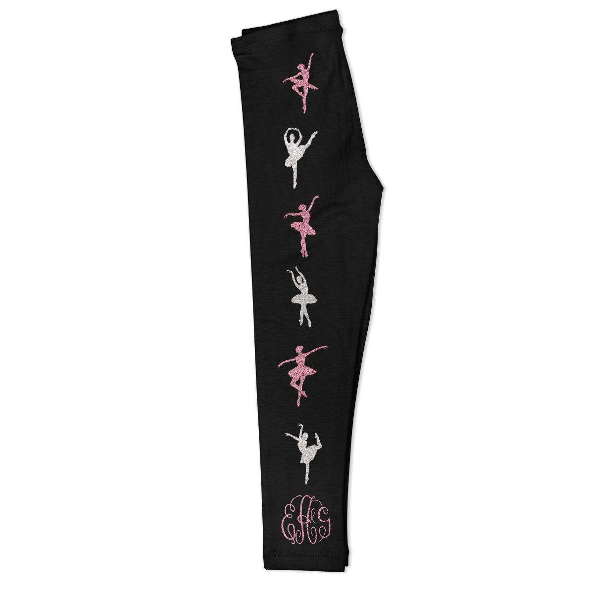 Ballerina Silhouette Personalized Monogram Black Leggings - Wimziy&Co.