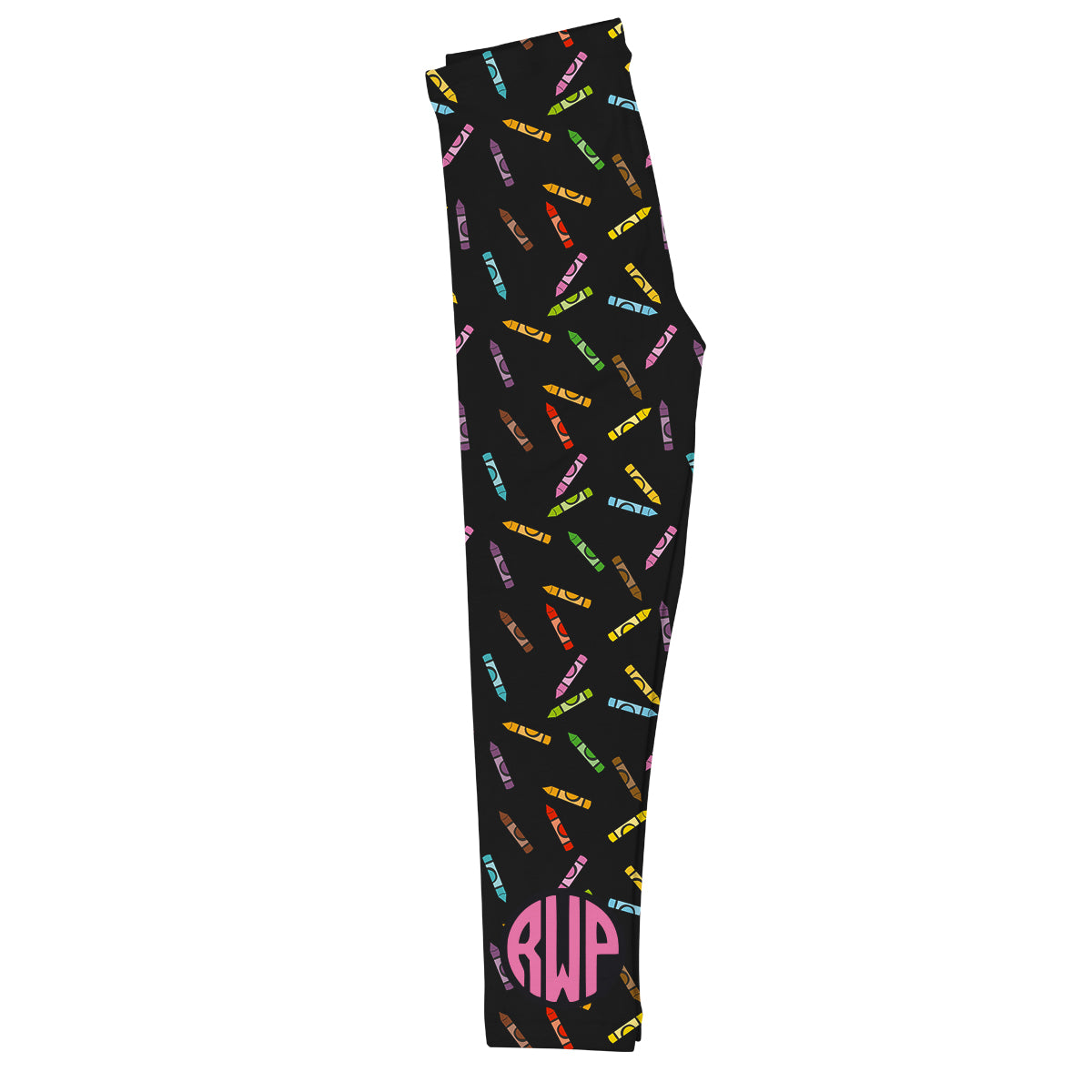 Crayons Print Monogram Black Leggings - Wimziy&Co.