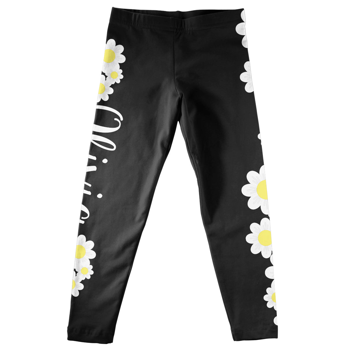 Daisies Name Black Leggings
