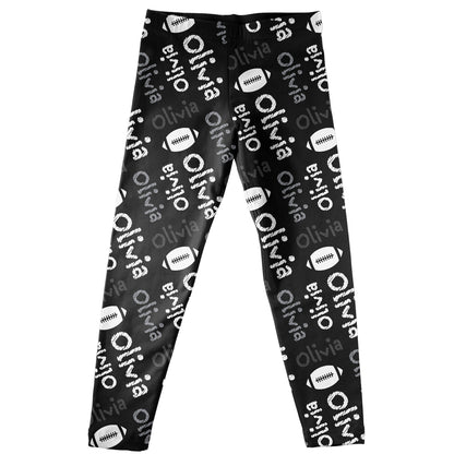 Football Name Black and White Leggings