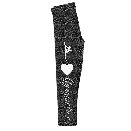 Gymnastics White and Black Polka Dots Leggings