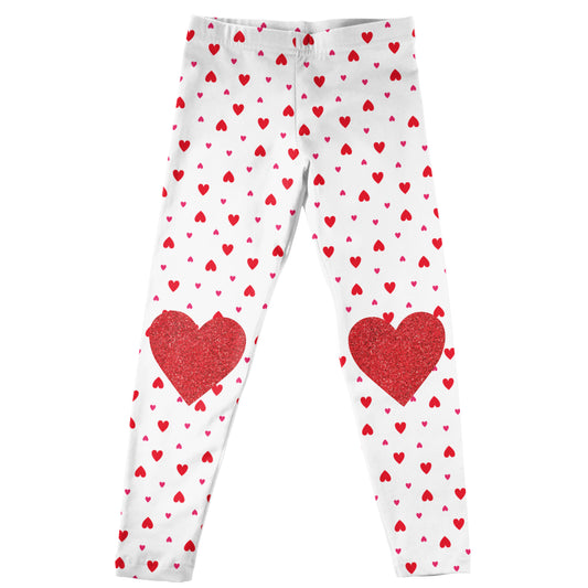 Hearts Glitter White Leggings