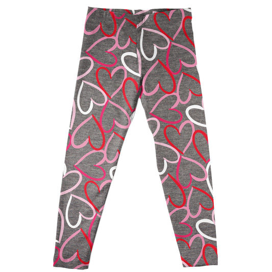 Hearts Print Gray Leggings