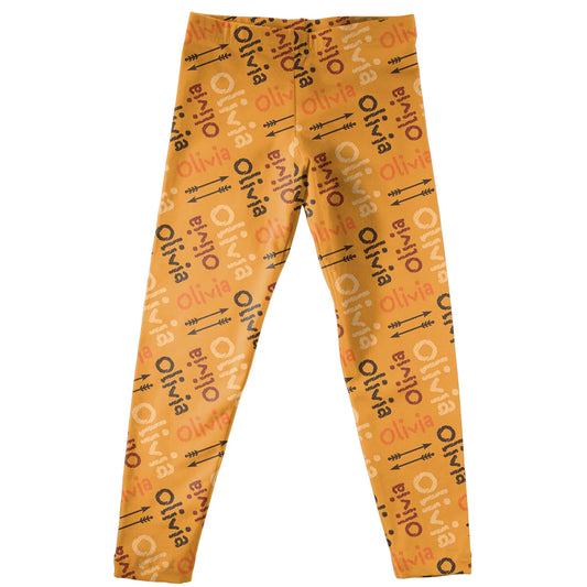 Arrow Name Orange Leggings