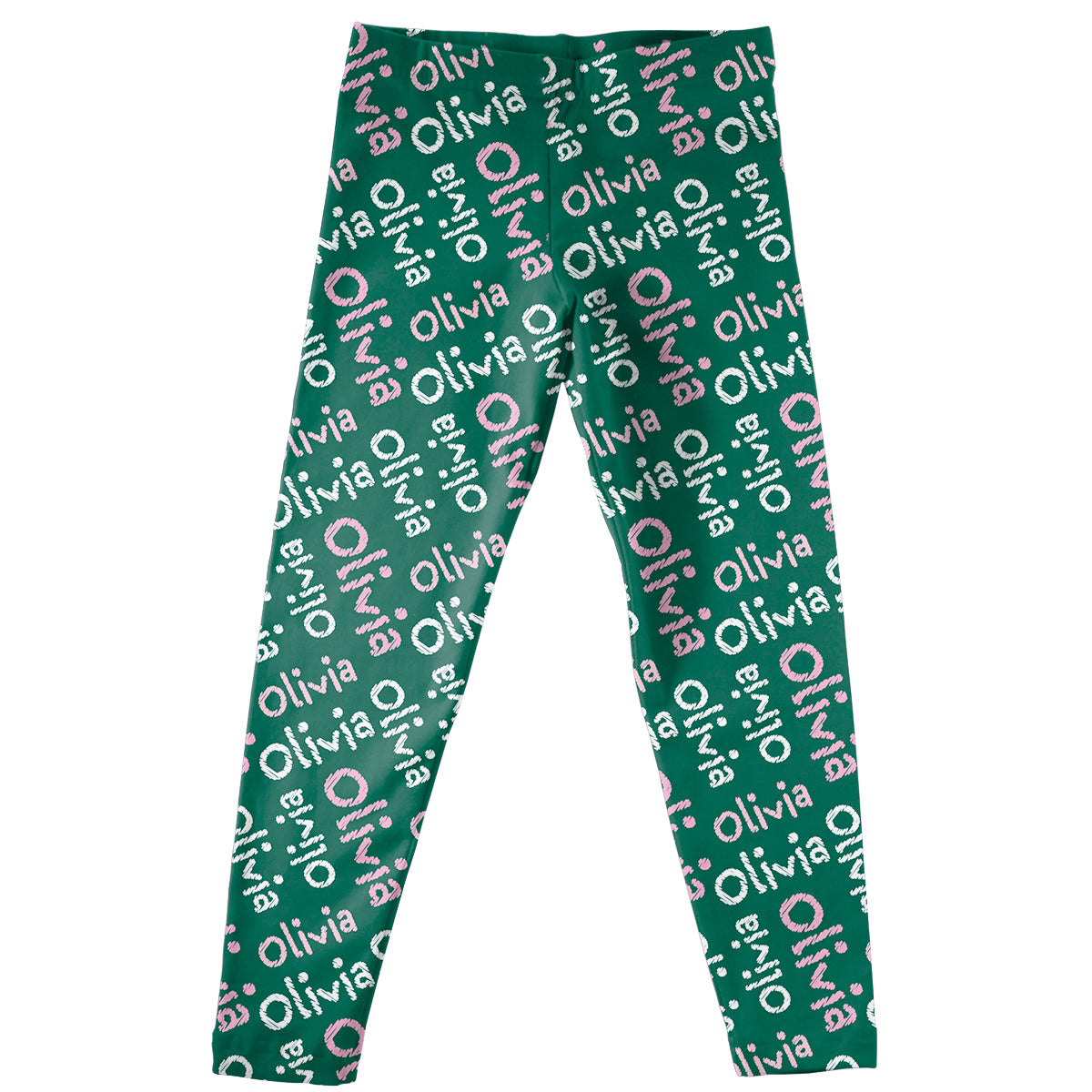 Name Print Green Leggings - Wimziy&Co.