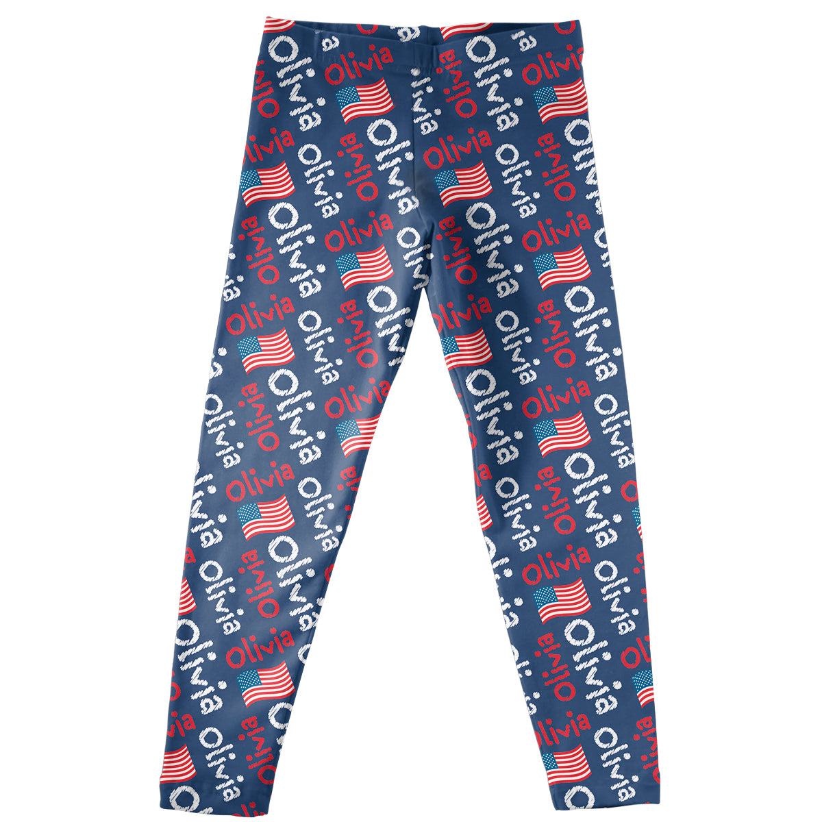 Usa Flag And Name Print Leggings - Wimziy&Co.