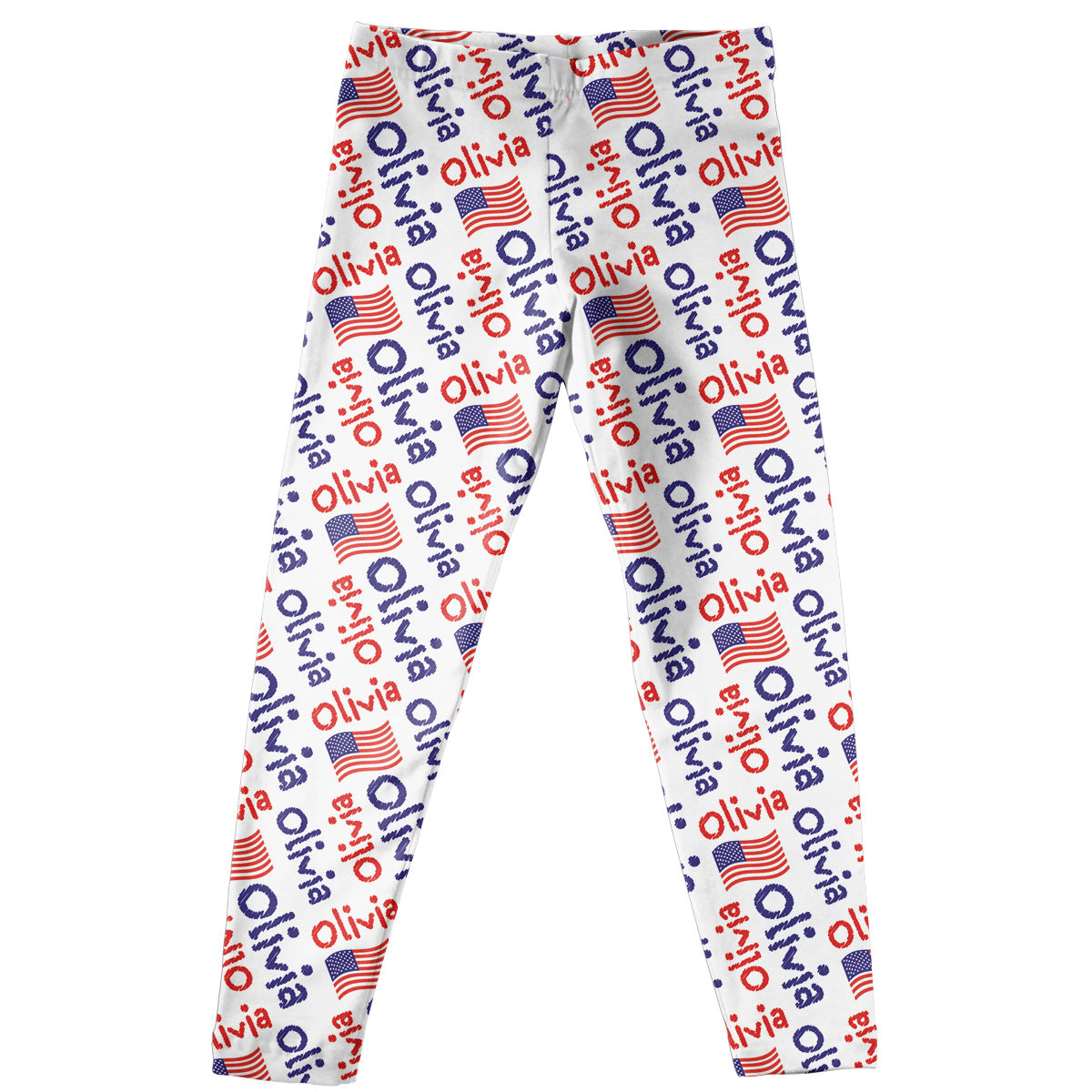 Usa Flag And Name Print Leggings - Wimziy&Co.