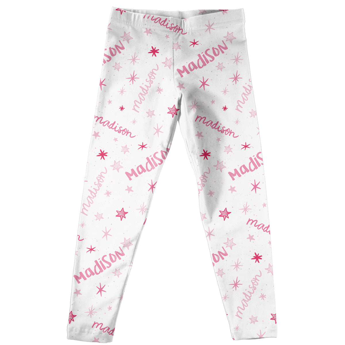 Stars Personalized Name Print White Leggings - Wimziy&Co.