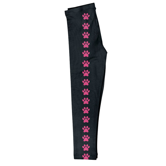 Paw Stripe Black Leggings